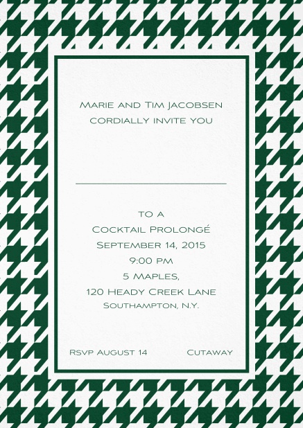 Classic invitation card with Bavarian style frame in various colors. Green.