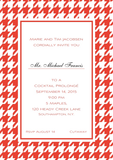 Classic online invitation card with Bavarian style frame in various colors. Red.