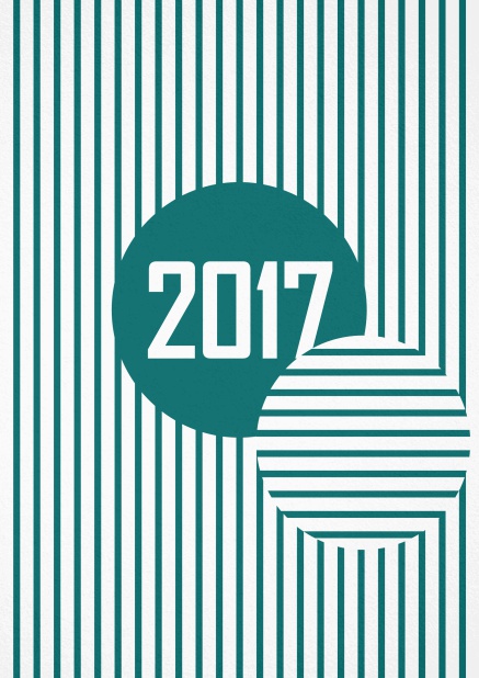 Golden Invitation card with a large 2017 on the front. Green.