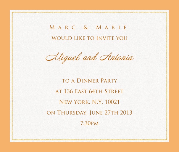 Online invitation card with customizable frame with fine golden border Beige.