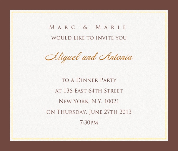 Online invitation card with customizable frame with fine golden border Gold.