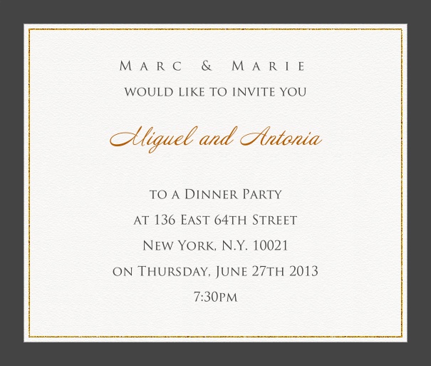 Online invitation card with customizable frame with fine golden border Grey.