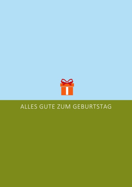 Online Geburtstags-Grusskarte mit orangenem Geschenk