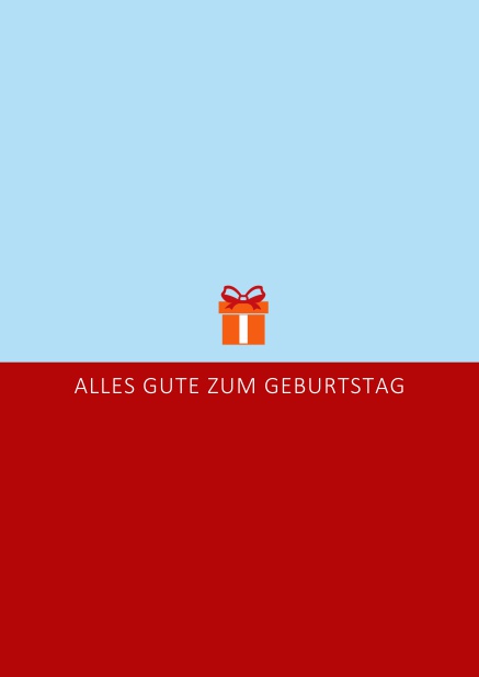 Online Geburtstags-Grusskarte mit orangenem Geschenk Rot.