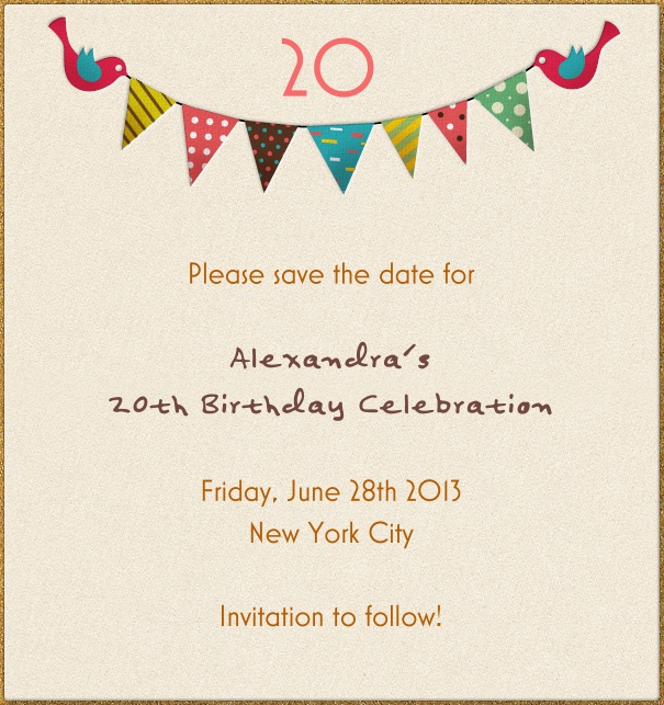 Rectangular Birthday party Save the Date Template with customizable design.