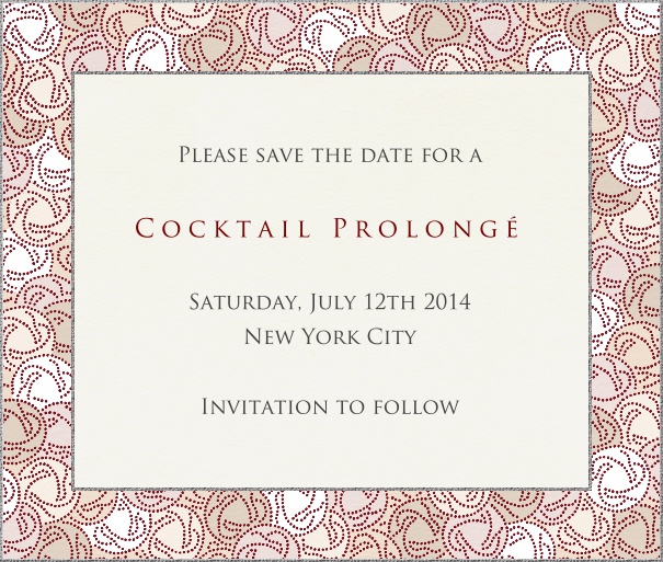 Beige Classic Party Save the Date Card with Floral Border.