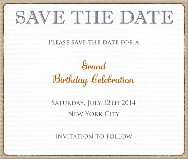 White classic Wedding Save the Date Template with Brown Border.