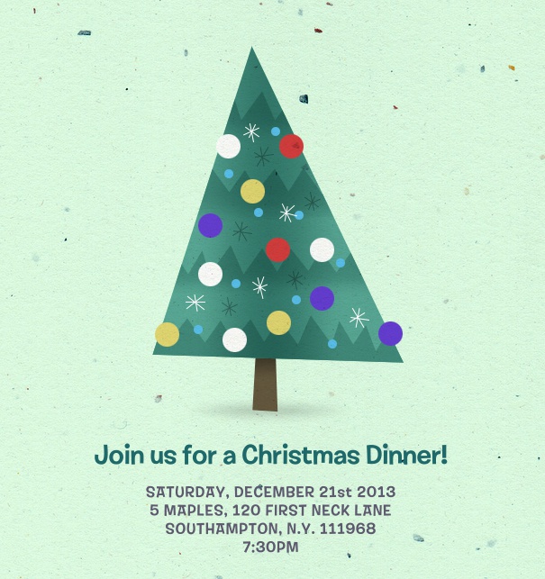 Turquoise Christmas Invitation with Christmas Tree customizable online.