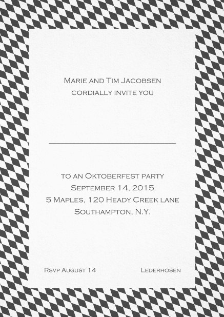 Classic invitation card with classic bavarian frame and editable text. Grey.
