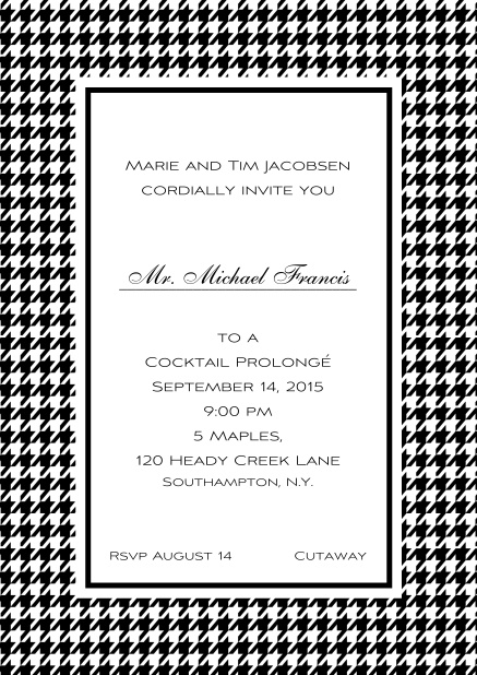 Classic Oktoberfest online invitation card with frame in different colors and line for guest's name. Black.