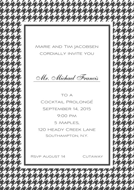 Classic Oktoberfest online invitation card with frame in different colors and line for guest's name. Grey.