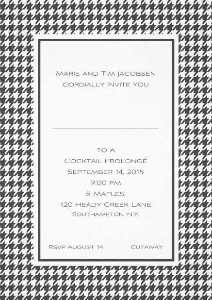 Classic Oktoberfest invitation card with frame in different colors and line for guest's name. Grey.