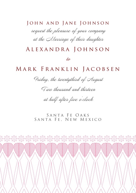 Online Formal Invitation card for weddings and precious birthday invitations with red deco at the bottom.