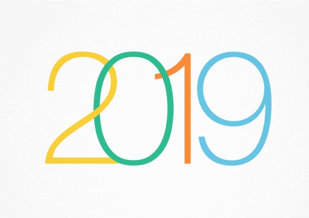 Wish Happy New Year Online with this lovely card with colorful 2019 on the front.