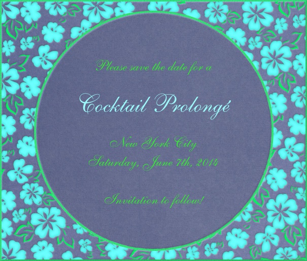 Blue Spring Themed Seasonal Engagement Save the Date Card with Flower Border.