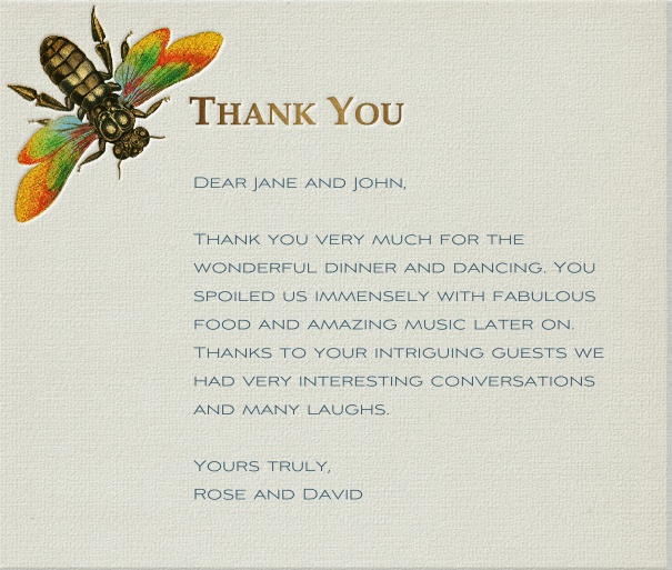 Tan Thank You Card with Dragonfly.