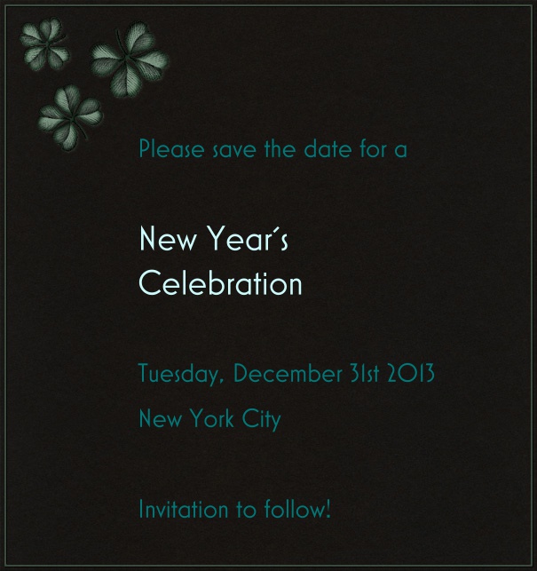 High Black Event Celebration Save the Date Template with New Year's Theme and Fireworks motif.