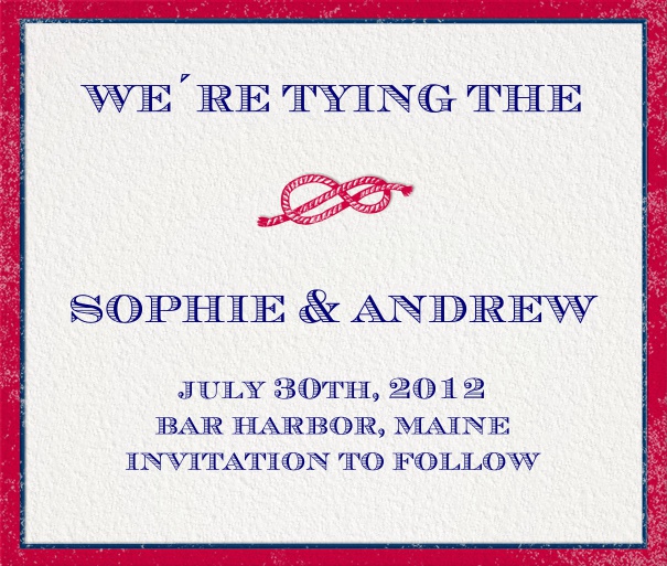 Save the Date Card for wedding announcement with knot image.