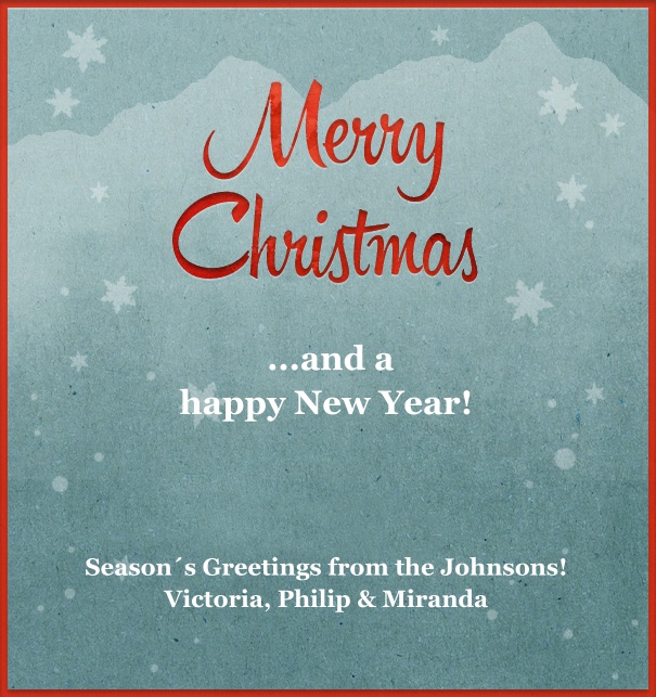 Weihnachtskarte online mit Merry Christmas, rotem Rand und weißen Sternen.