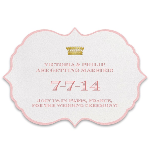 Modern Wedding E-invitation with pink boarder and free-form shape.