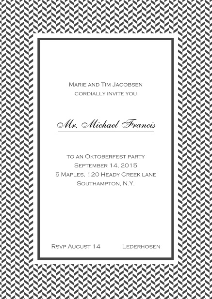 Classic online high invitation card with thin waves frame and editable text. Grey.