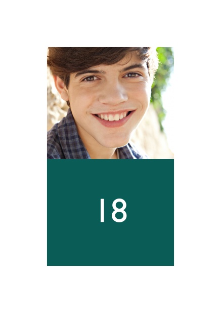 Online 18th Birthday invitation with photo and text field in various colors. Green.