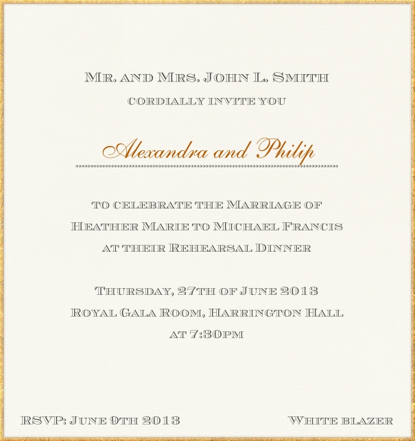 Classic Engagement Party Invitation with golden frame.