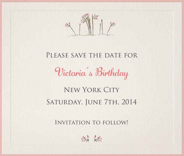 Light Grey Spring Themed Seasonal Party Save the Date Card with Flower Header.