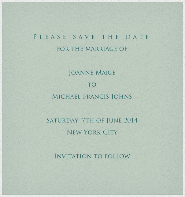 Grey blue online Wedding Save the Date high format Card with white Border.
