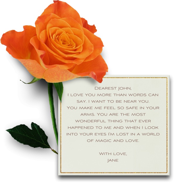 Beige Flower Themed Card with Orange Rose.