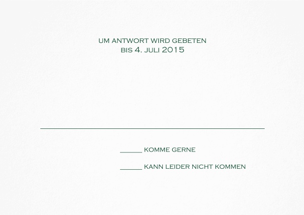 Passende Antwortkarte für Design Tag in Kent Grün.