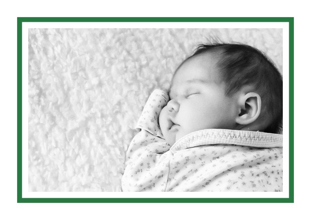 Online Classic Christening invitation card with large photo and frame in multiple colors, including editable text. Green.