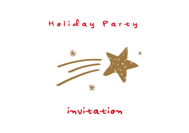 Online Holiday party invitation card with golden Christmas shooting star