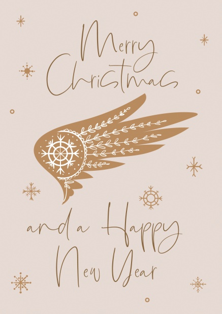 Online Holiday Card with golden angel wings