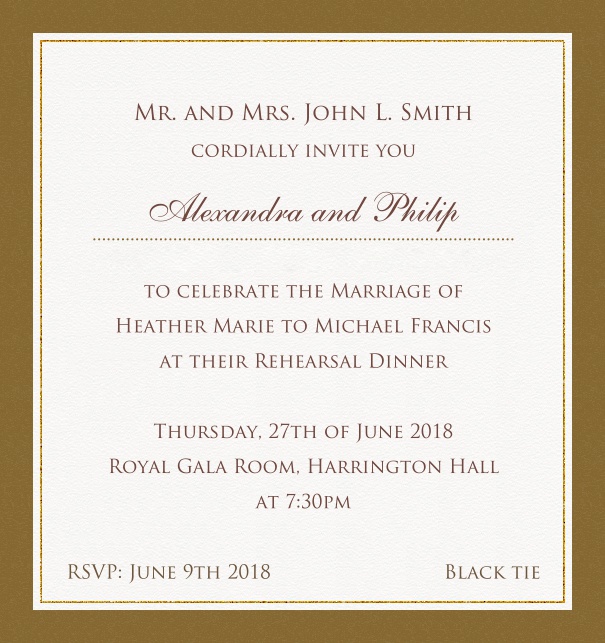Beige, classic Party Invitation Template with red border. Brown.