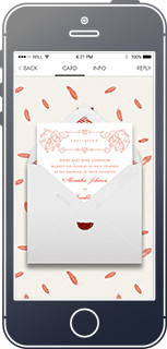 Online wedding invitation with customized envelope and background