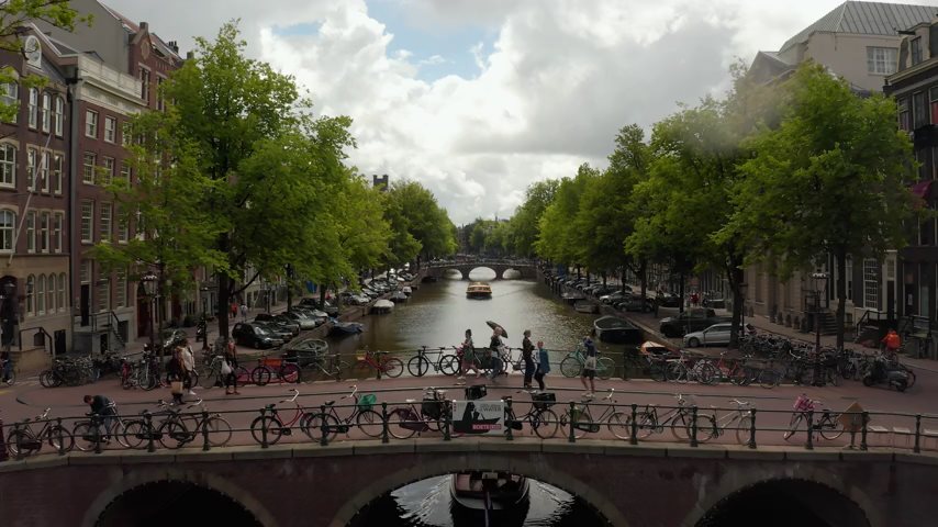 Video of Amsterdam river and birdseye view