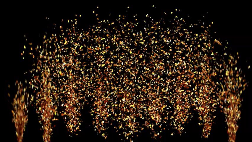 Video of golden confetti shooting upwards