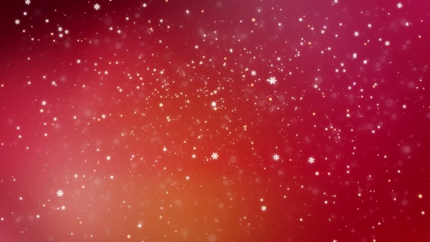 Video background with heavy snow with light glowing red