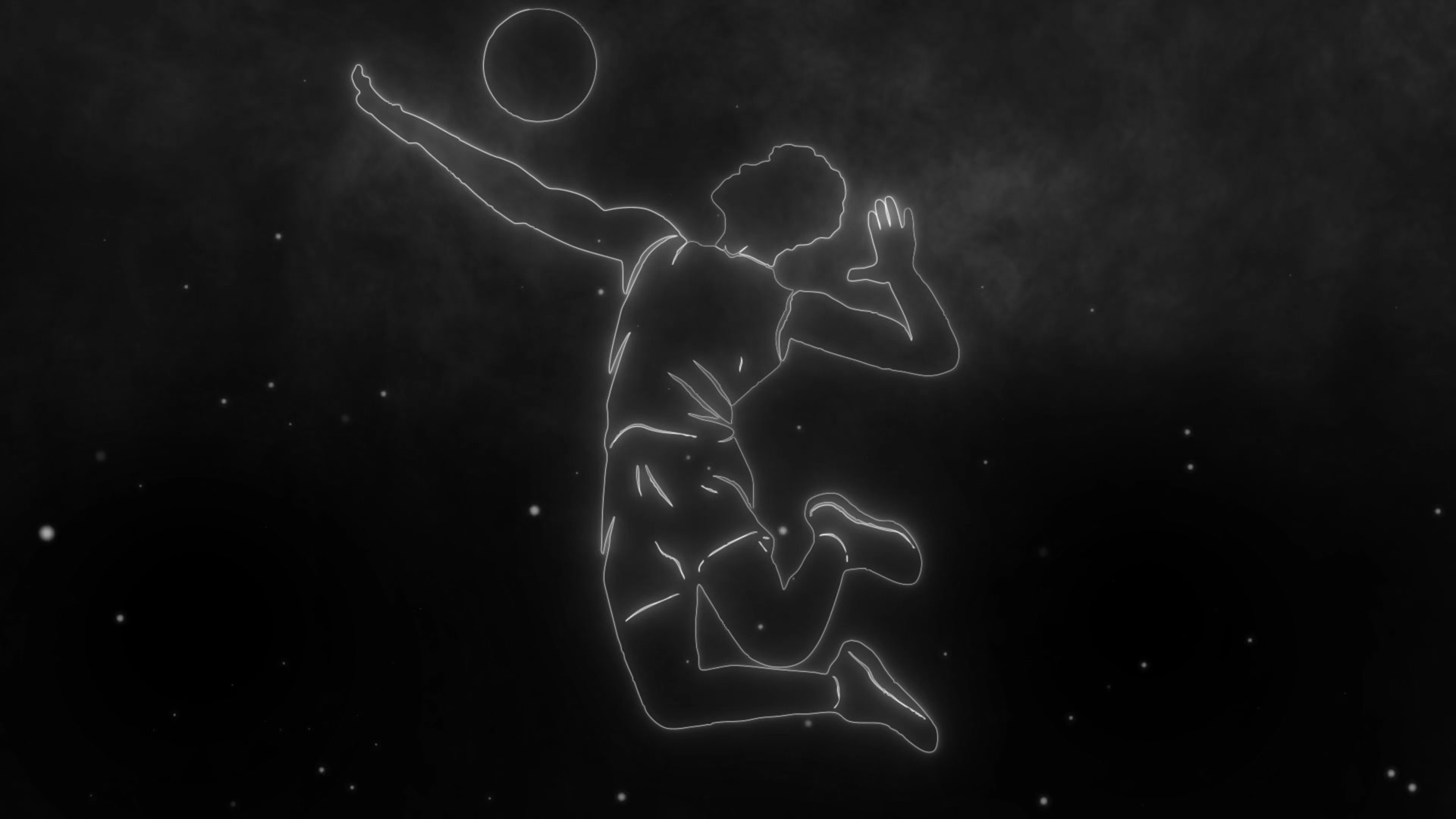 Video of digitally outlined male volleyball player