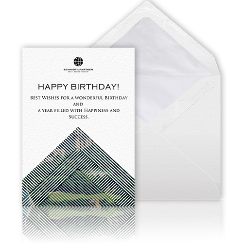 White birthday photo card with animated envelope