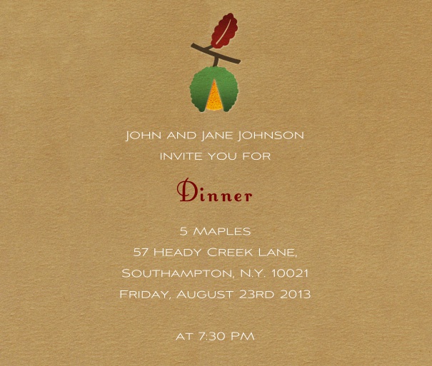 Square Brown Fall Invitation design with Acorn customizable online.