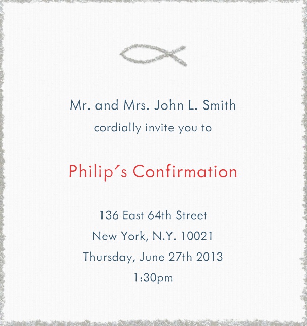 Tan, customizable Christening and Confirmation Invitation Card with light Border.