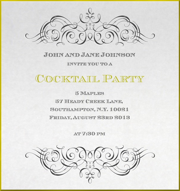 Formal Wedding invitation for noble birthday invitation with golden border.