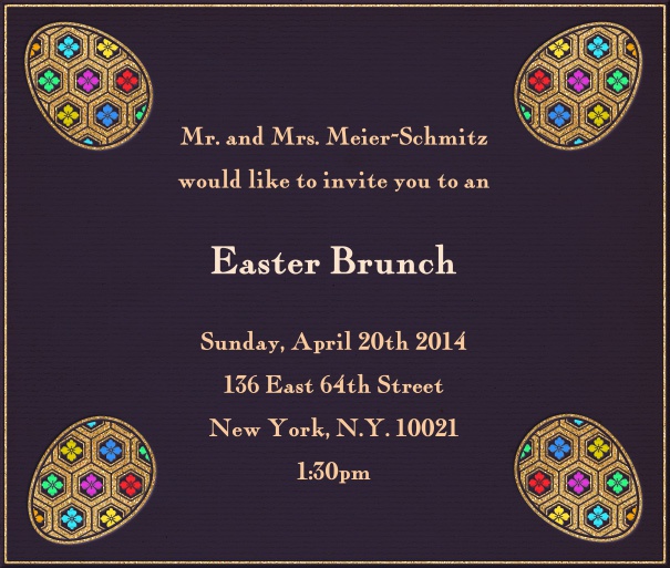 Colorful Eggs - Easter Purple Easter Brunch Invitation Design with Colorful Easter Eggs.