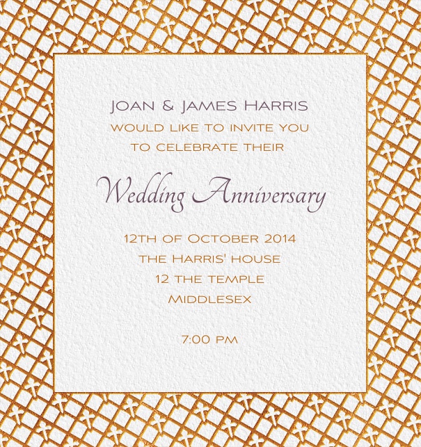 Formal Online Wedding Invitation with golden art-deco frame.