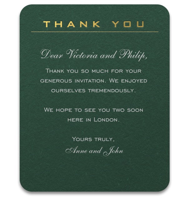 The Irish Classics - Free designs Thank you card online with Green background and Gold Header.