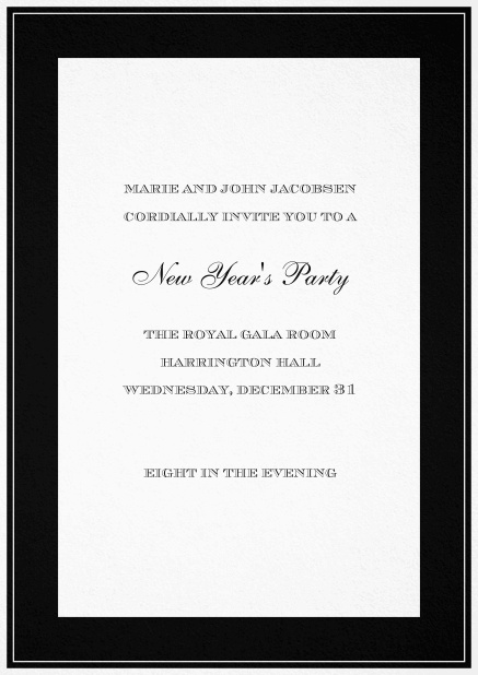 Invitation card with thick frame. Black.