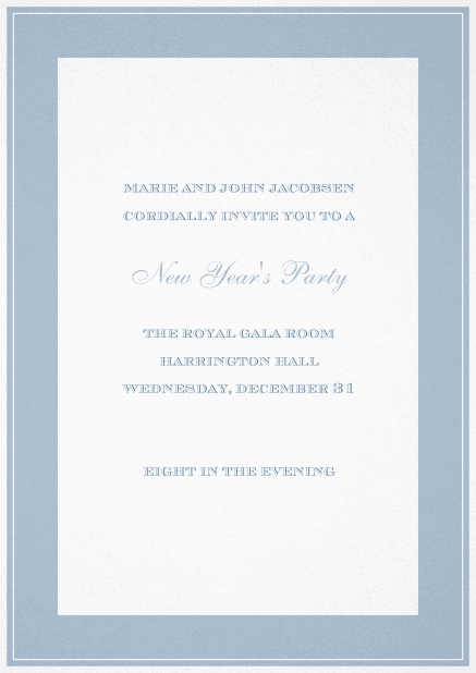 Invitation card with thick frame. Blue.