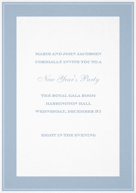 Viennese Ball - Blue - classic cards Invitation card with thick frame. Blue.